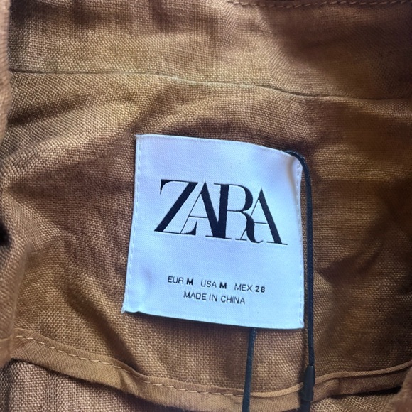 Zara Tan Double-Breasted Trench Coat Dress NWT - Picture 9 of 13